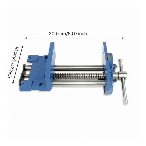 Premium 7 Inch Carpentry Bench Clamp With T Handle Workbench Vise Threaded Screw Heavy Duty Woodworking Tool shown from top view.