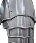Epic Medieval Pauldron Armor Set Spaulders Pair For Cosplay And LARP with authentic plate construction, silver metallic finish