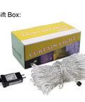 Curtain Icicle Lights 13ft By 6.5ft Warm White Low Voltage 30V With 20 Strings Of 13 LEDs Each 8 Modes Connectable box and plug