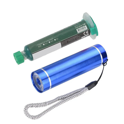 Pro Grade Reball Solder Mask Stencil Kit For CPU And BGA Repairs, blue curing lamp and green solder mask oil tube