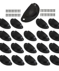20 Pack Cup Pull Cabinet Hardware Set With Screws, black iron pulls and screws displayed, Three And One Sixth Inch Total Length