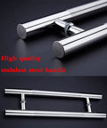 Heavy Duty Gate Hardware Glass Door Handle Thick Stainless Steel Handle Tough As Nails For Wooden Doors And Barn Doors Sliding Door Hardware 9 Sizes 100 By 70 Cm Easy Install And Maintenance, stainless steel, close-up view