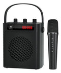 Beast 30W Portable Voice Amplifier With Wireless Mic And Bluetooth PA System next to handheld microphone