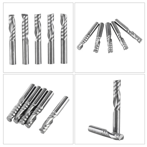 5Pcs 6mm Shank Tungsten Carbide Single Flute End Mills Spiral CNC Milling Bits For Acrylic PVC MDF Pro Grade