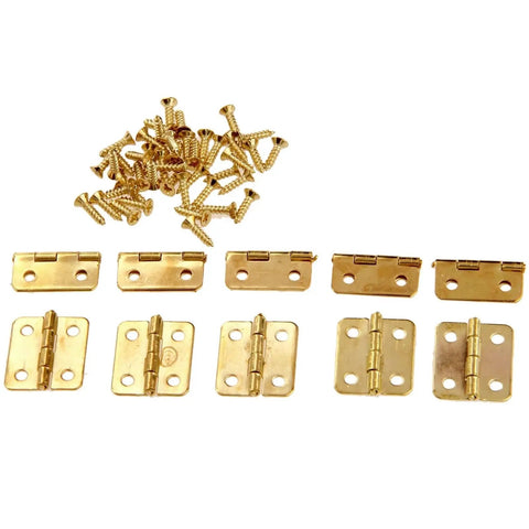 10 Pack Gold Kitchen Cabinet Door Hinges 4 Holes Drawer Hinges for Jewelry Boxes Furniture Fittings 18x16mm Durable Metal Mounting Hardware