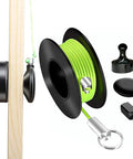 Magnetic Wire Puller Kit with Handle for Easy Cable Routing with green rope, magnets, and eyelet for threading through walls.