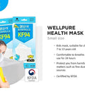 KF94 Kids Masks Small Size 4 Layer Protection 30 Pack Daily Disposable Made In Korea, packaging and kid wearing mask