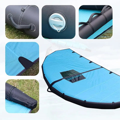 Grab And Go Inflatable Wing Foil Kite for kitesurfing snow surfing ski surfing with TPU nylon canopy and handle details