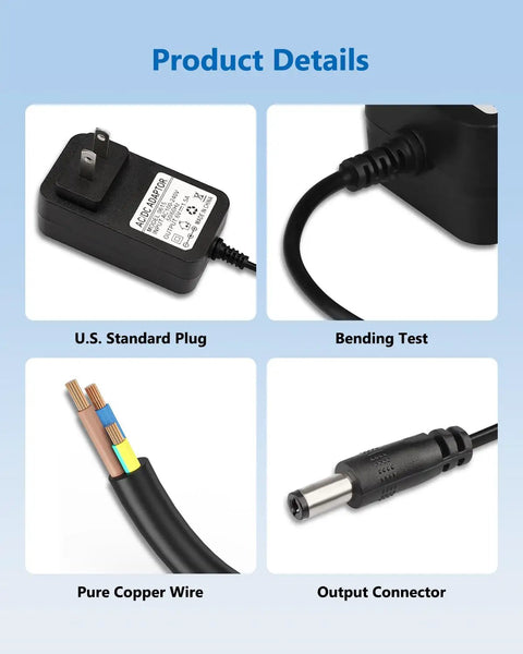 4 images detailing 6V Karaoke Machine Charger Replacement For Singing Machine SML-625 SML625W SML625BTW SML385 Models