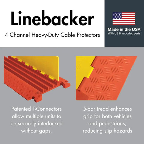 4 Channel Industrial Drive Over Cable Protector For One And A Quarter Inch Lines Heavy Duty Cable Ramp With 40K Axle Load