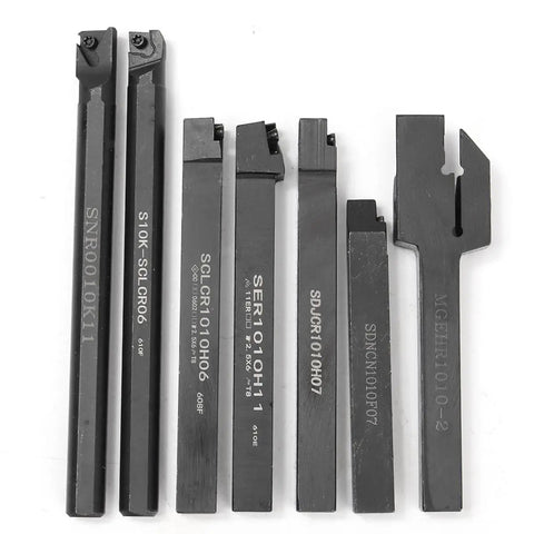 CNC Lathe Tool Holder CLCR 10mm Boring Bar Set With 7 Carbide Inserts And 7 Wrenches For Turning DZ17 Pro Grade Heavy Duty Cutting