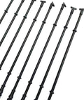 Built Tough Metal Round Baluster Railing Post For Stairway Banisters And Deck Fences With No Sweat Ground Mount Setup showing black iron posts.