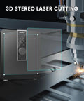 1.8 Cu Ft Fireproof Home Safe Box With LCD Touch Screen next to 3D stereo laser cutting machine.