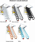 Dead Simple Electric Attic Ladder With Hassle Free Remote Control Pull Down Folding Loft Staircase in various colors displayed.