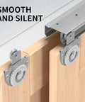 4 Piece Closet Door Roller Kit For Sliding Wardrobe Doors Top Roller Hardware With Adjustable Screws visible on installed doors
