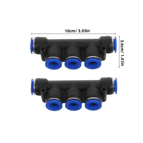 Top Tier 8-Piece Plastic Pneumatic Connector Kit With Push To Connect Fittings For Lightweight Air Compressor Use In Industrial Automation Systems And Diverse Tube Specs, 10cm manifold