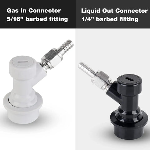 Two Pack Ball Lock Keg Disconnects With MFL Swivel Nuts For Quick No Fuss Beer Keg Connections In Your Home Brew Setup Sankey Compatible Durable Bar Grade Ball Lock Fittings, 5/16 and 1/4 barb