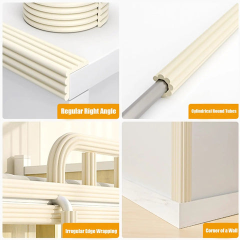 Slick Baby Edge Guard And Corner Protector With Heavy Duty NBR Foam No Sweat PreTaped Adhesive For Foolproof Setup Soft Dense Toddler Proof Padding Solid Child Safe Nursery Essentials In Extra Wide Dimensions used on various furniture edges.