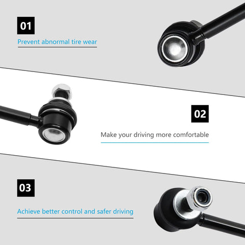 Close-up of Front Sway Bar End Link Kit For 2010 To 2019 Lexus CT200h HS250h showing stabilizer links and installation benefits