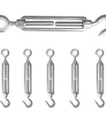 Top Shelf M6 Hook And Eye Turnbuckle 5 Pack For Cable Railings And Outdoor Fencing Heavy Duty Steel Hardware featuring steel tensioners.
