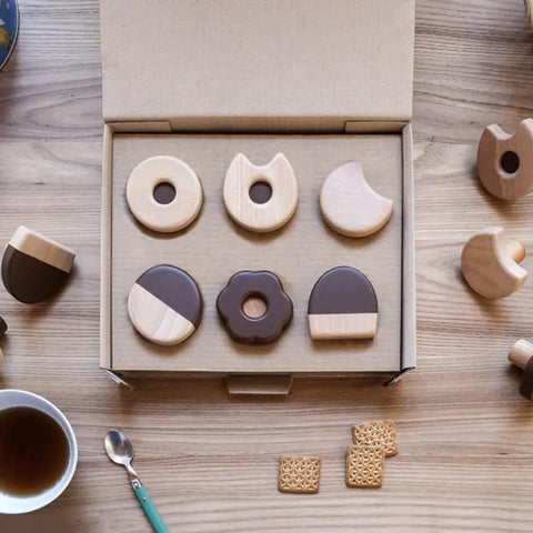 Wooden Cookie Wall Hooks Self Adhesive Coat Rack Top Shelf Home Decor Sick Stick On Hangers Hit The Mark For Kids Room Organizer And Entryway Real Deal Storage, assorted cookie shapes in a box.