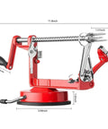 Heavy Duty Apple Peeler Corer Slicer With Hella Tough Stainless Steel Blades and Killer Chrome Construction for Apples and Potatoes, red suction base.