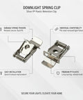 Image of Silver PP Plastic Downlight Spring Clip for Recessed Lighting Trim Retention Replacement Hardware for Ceiling Fixtures.