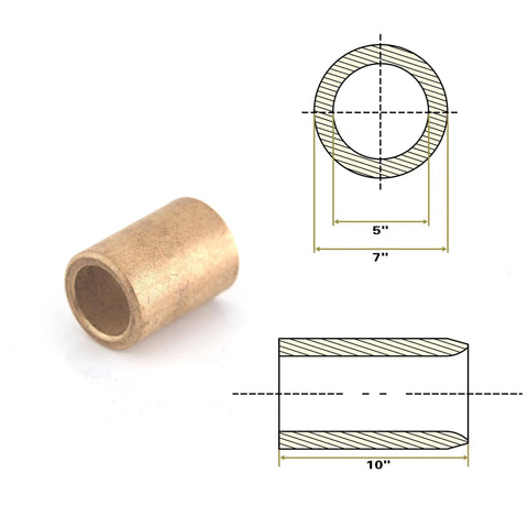 Set Of 10 Self Lubricating Sintered Bronze Bearing Sleeves 5mm By 7mm By 10mm Maintenance Free Bushings For Heavy Duty Industrial Machinery Wear Resistant Precision Parts Vibration Damping Shaft Isolation Easy Fit