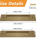 Size details for Rectangular Recessed Sliding Door Pulls 2 Pack Champagne Gold Flush Pull Aluminum Alloy Closet Door Finger Pulls
