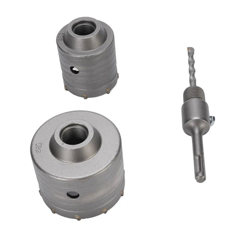 Heavy Duty Concrete Hole Saw Kit With Tungsten Steel And YG8C Alloy Tip 60Mm 80Mm Wall Cutter Featuring 3 Vent Teeth For Electric Hammer Drill Brick Masonry Pros, 60mm and 80mm bits
