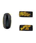 Katana Tsuba Set Alloy Samurai Sword Guard With Gold And Black Dragon Finish, electroplated hand guard, view of detailed dragon design.