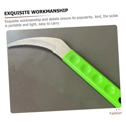 Two Piece Weeding Tool Set Pro Grade Portable Garden Knife with serrated edge and green handle for easy garden maintenance.