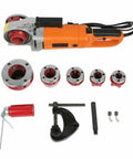Badass 2300w Handheld Pipe Threading Machine With 6 Die Set For 1/2 To 2 Inch Rigid Conduit No Hassle Electric Power Drive Kit components.