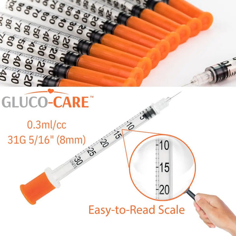 0.3 Ml Syringes 31G 5 Sixteenth Inch 8mm Orange Cap Box Of 100 For Precise Dosing And Smooth One Hand Plunger With Clear Graduations