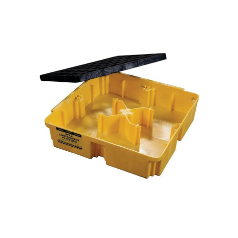 Drum Modular Spill Platform For Customizable Spill Control, Heavy Duty Build, 26.25 X 26 X 6.5 inches, open yellow tray