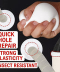 Close-up of a hand holding white moldable Waterproof Duct Seal Putty 8 Pack White Sealing Clay for quick DIY repairs on pipes.