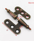 Rock Solid 4 Pair 2.5 Inch Metal Antique Furniture Hinges For Cabinets Closets And Wardrobes showing detailed measurements in antique finish.