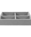 Ultra Plush Velvet Jewelry Organizer Tray With Four Secure Compartments To Keep Rings And Earrings Locked In Place, gray flat tray.