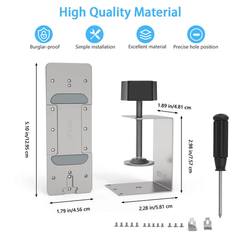Anti Theft Doorbell Mount For AOSU Video Doorbell SE Pro Ultra No Drilling Bracket Fits Doors From Eight Tenths To Two Inches Thick With Small Clearance L Shaped Security displayed with dimensions and installation tools.