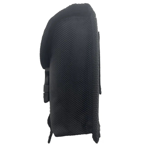 Side view of Scuba Diver Trim Weight Pocket Nylon Belt Bag with Quick Release Buckle, black 600D Oxford cloth, tear resistant.
