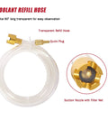 Universal Engine Cooling System Vacuum Purge And Refill Kit Set That Busts Air Pockets Speeds Coolant Swaps And Cuts Cleanup For Grease Monkeys Who Want A Hassle Free Shop Floor Routine with 60" transparent refill hose and quick plug.