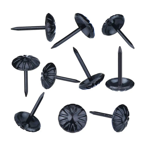 Big Time Badass Antique Daisy Upholstery Tacks For Furniture And Sofas Totally Sweet Black Decorative Nails showing 10 black tacks.