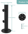Fits 0.75 To 1.5 Inch Diameter Umbrella Poles Universal Clamp Mount Table Bracket showing dimensions and components.