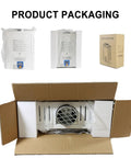 Kick Cold Showers To The Curb Diesel Kerosene Tankless Water Heater digital display inside open packaging box with insulation.