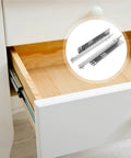 Built Tough 12 Inch Silver Hidden Drawer Slides Featuring Smooth Soft Close Action Premium Undermount Glides For Kitchen Cabinets and Everyday Drawers in open drawer