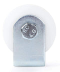 Front view of Slide Gate Guide Roller 3 Inches With UHMW Nylon Wheel And Post Welded Bracket, Heavy Duty Sealed Ball Bearing.