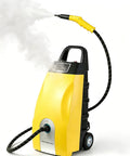 ORISUNTECH Commercial Steam Cleaner 3000W with 3.5L tank, yellow heavy-duty unit producing steam for grime removal.