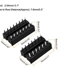 DIP IC Socket Adapters Set 2.54mm Pitch 2 Row With 14 And 16 Flat Pins For Soldering On PCBs 40 Piece Pack