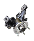 Front view of front steering knuckle and wheel bearing hub assembly replacement for 2012 2018 Ford Focus 2 piece set keeping alignment tight