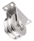 Two Pack 48Mm Double Groove Pulley Wheel Set For Wall Mount Cable Systems 304 Stainless Steel With Quiet Duplex Bearings Rust Resistant